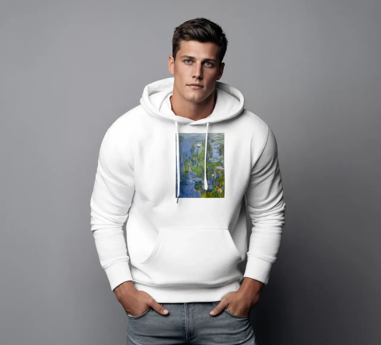 Quadro di ninfee in stile Monet felpa con cappuccio da Art in Color