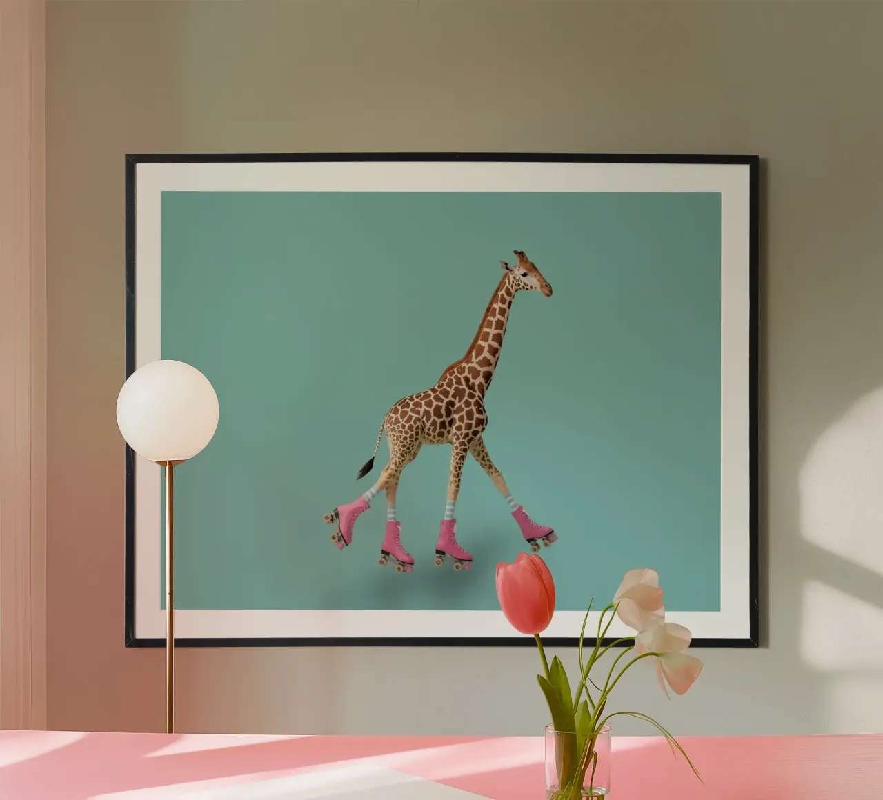 Roller Giraffe poster by Doodle Dreams Art