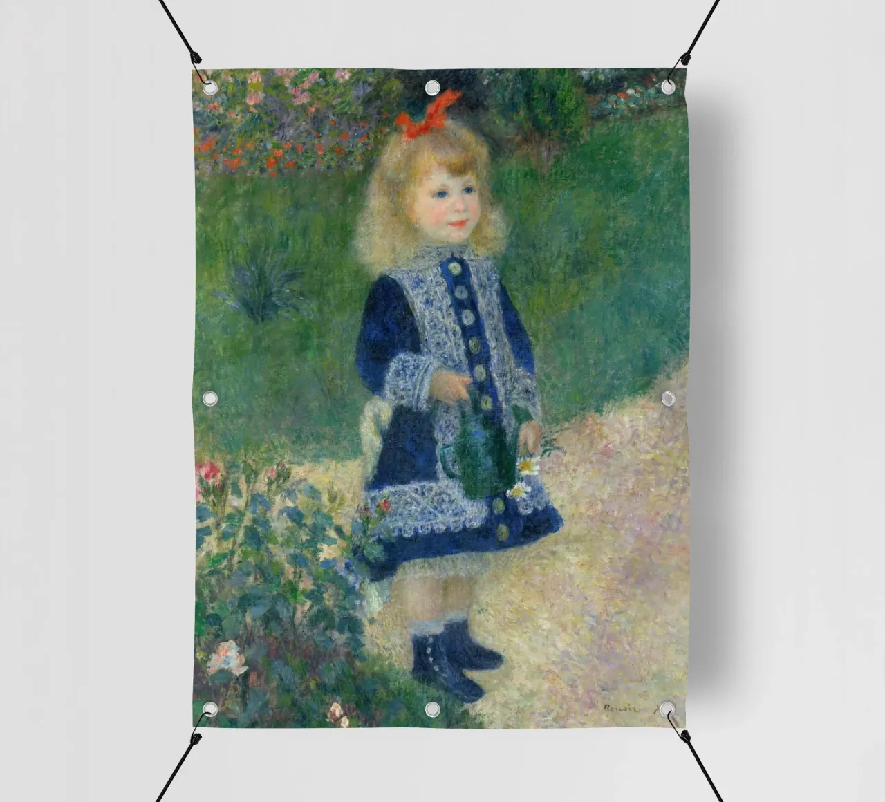 Auguste Renoir - Una ragazza con l'annaffiatoio telo in pvc da Timeless Artworks