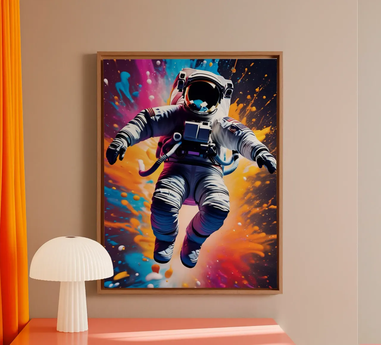 Kosmonaut, graffiti canvas met Baklijst van MakArena