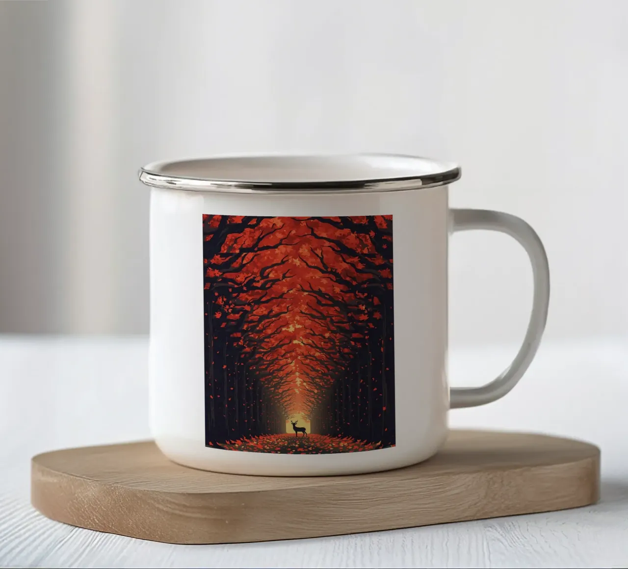 Cervi in autunno tazza in smalto da uniqe world