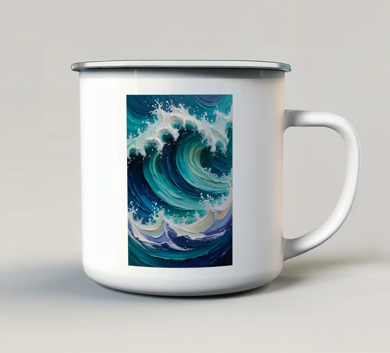 abstracte oceaangolven emaille mok van uniqe world