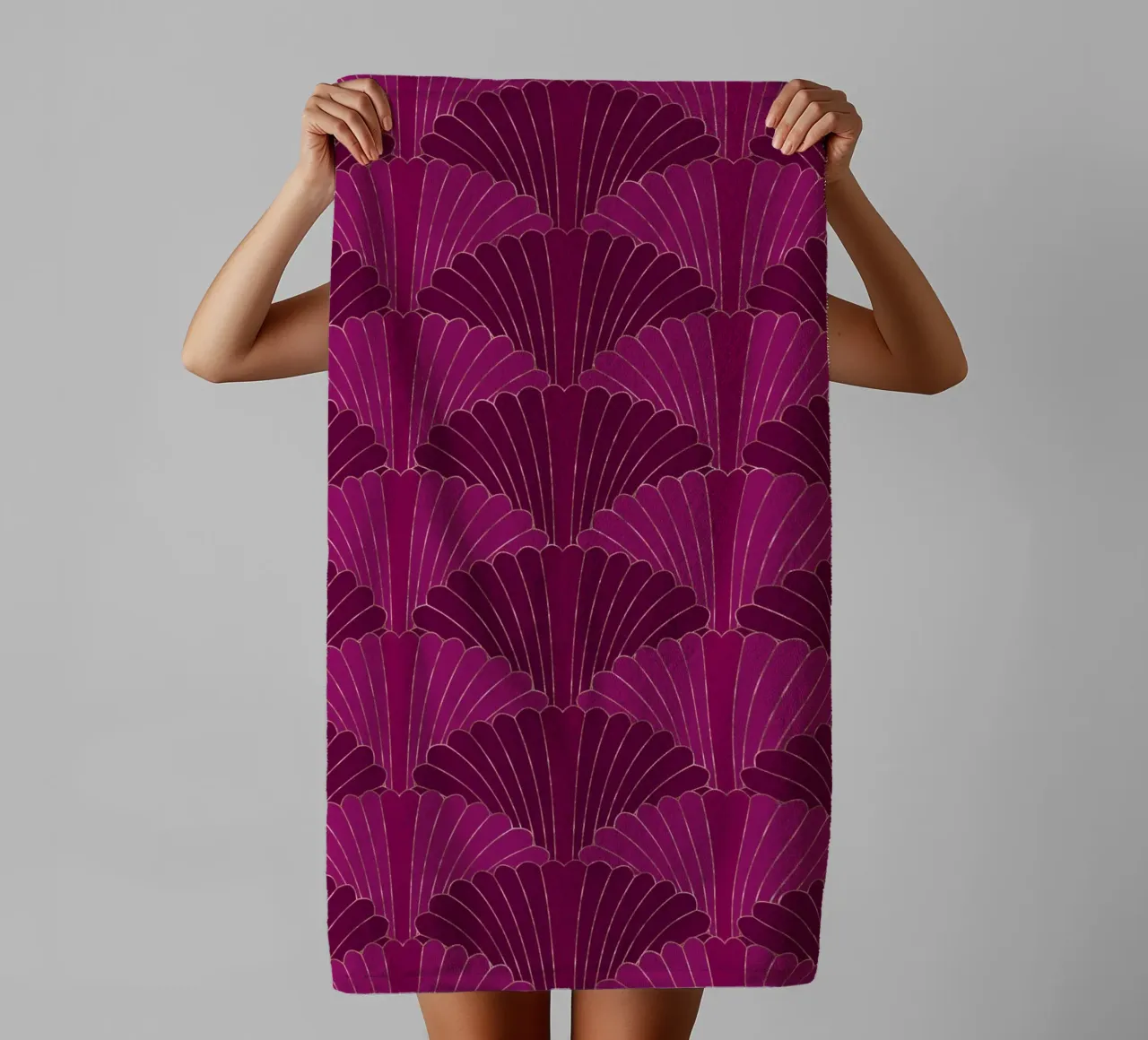 Pattern. Art Deco. Aubergine and gold shimmer. towel by CalliLetters