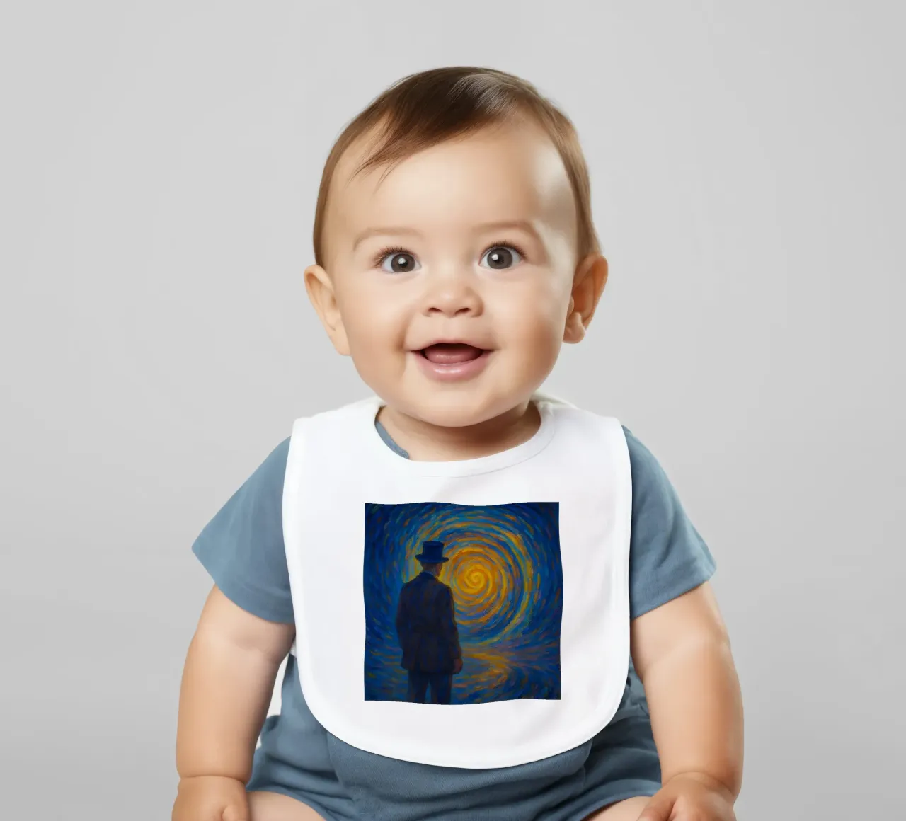 Uomo di fronte a un vortice luminoso in una scena onirica di vortice bavaglino da Vincent’s Universe