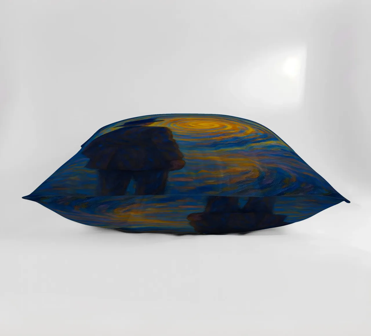 Uomo di fronte a un vortice luminoso in una scena onirica di vortice cuscino da Vincent’s Universe