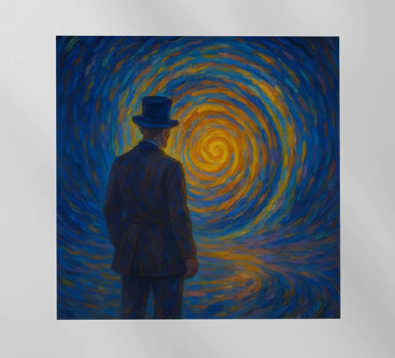 Uomo di fronte a un vortice luminoso in una scena onirica di vortice pellicola backlit da Vincent’s Universe