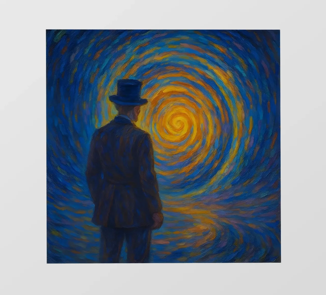 Uomo di fronte a un vortice luminoso in una scena onirica di vortice pellicola backlit da Vincent’s Universe