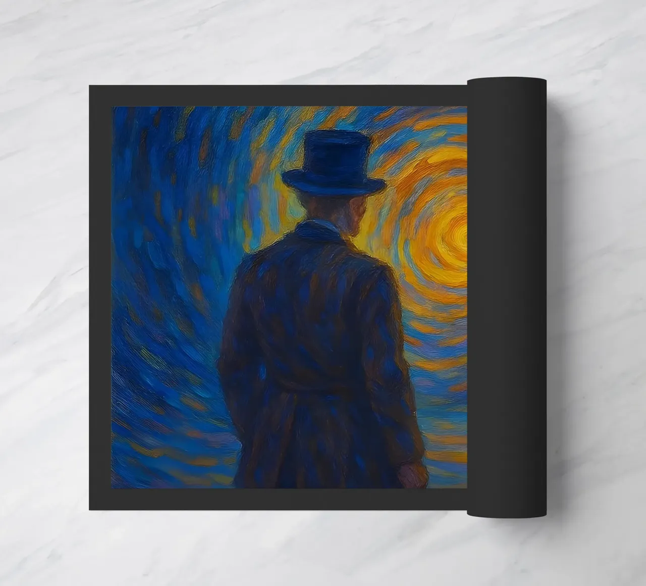 Uomo di fronte a un vortice luminoso in una scena onirica di vortice zerbino da Vincent’s Universe