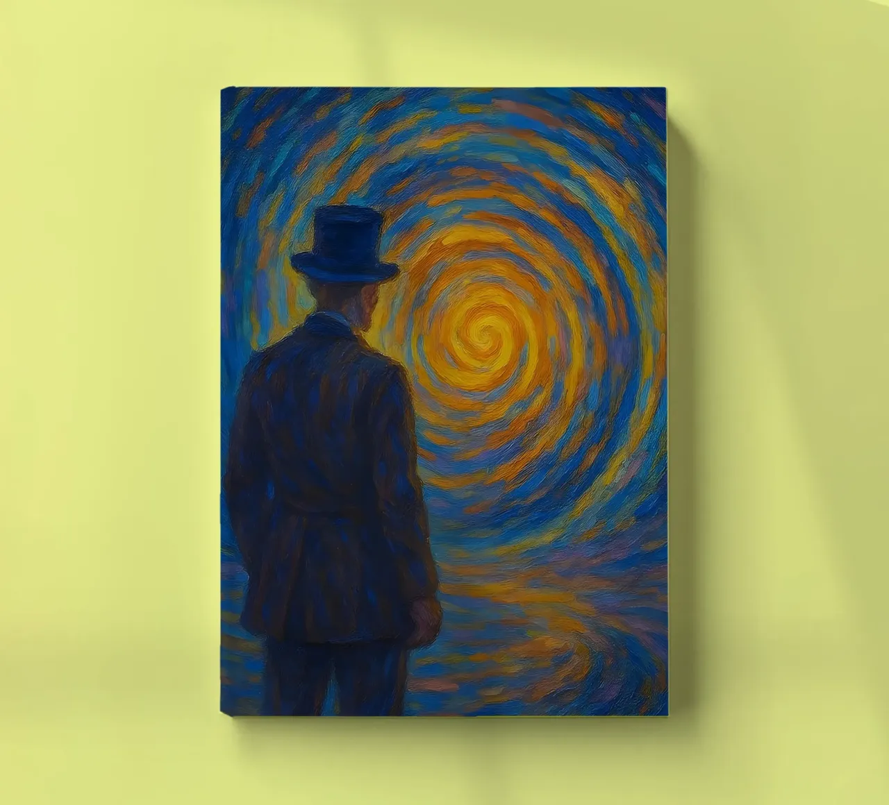 Man Facing Glowing Swirl in Dreamlike Vortex Scene notebook by Vincent’s Universe