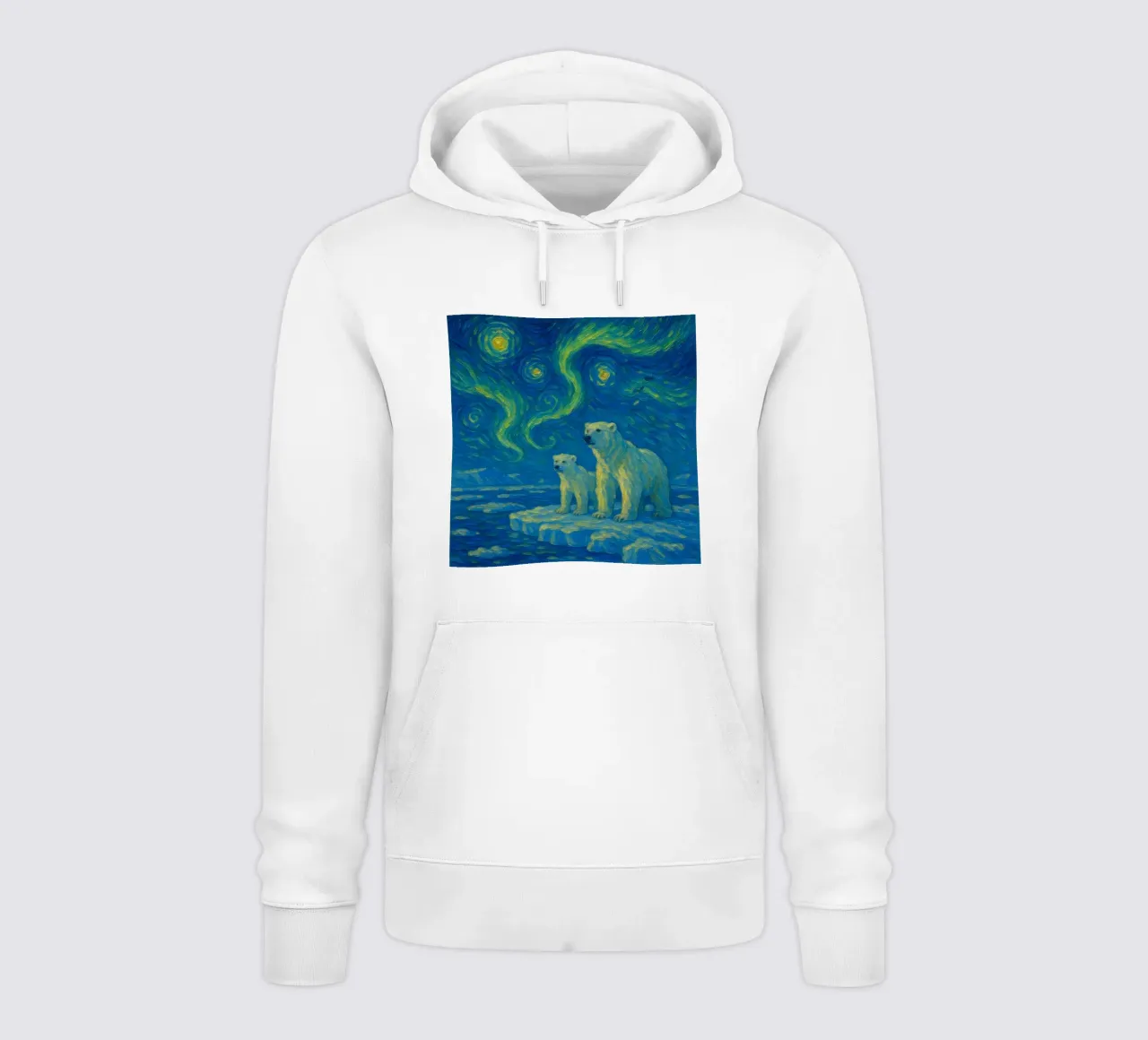 Orsi polari sul ghiaccio in un cielo notturno luminoso e vorticoso felpa con cappuccio da Vincent’s Universe
