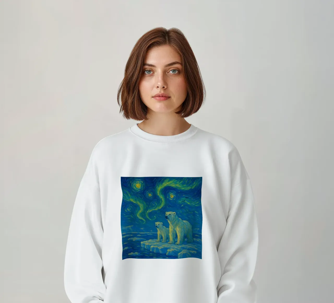 Orsi polari sul ghiaccio in un cielo notturno luminoso e vorticoso felpa da Vincent’s Universe