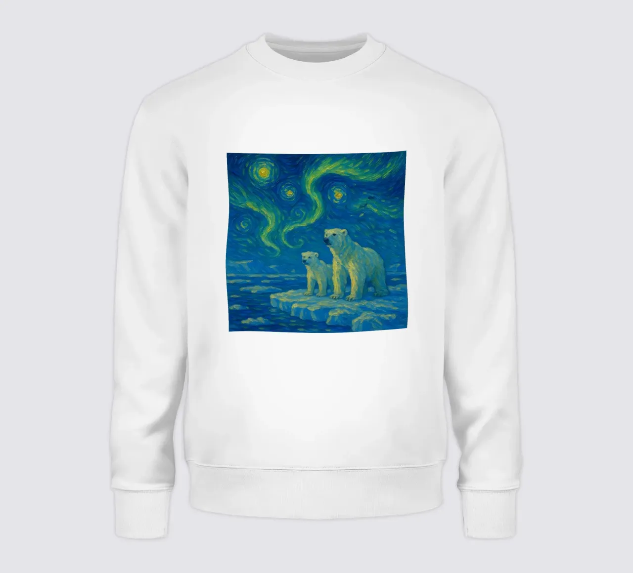Orsi polari sul ghiaccio in un cielo notturno luminoso e vorticoso felpa da Vincent’s Universe