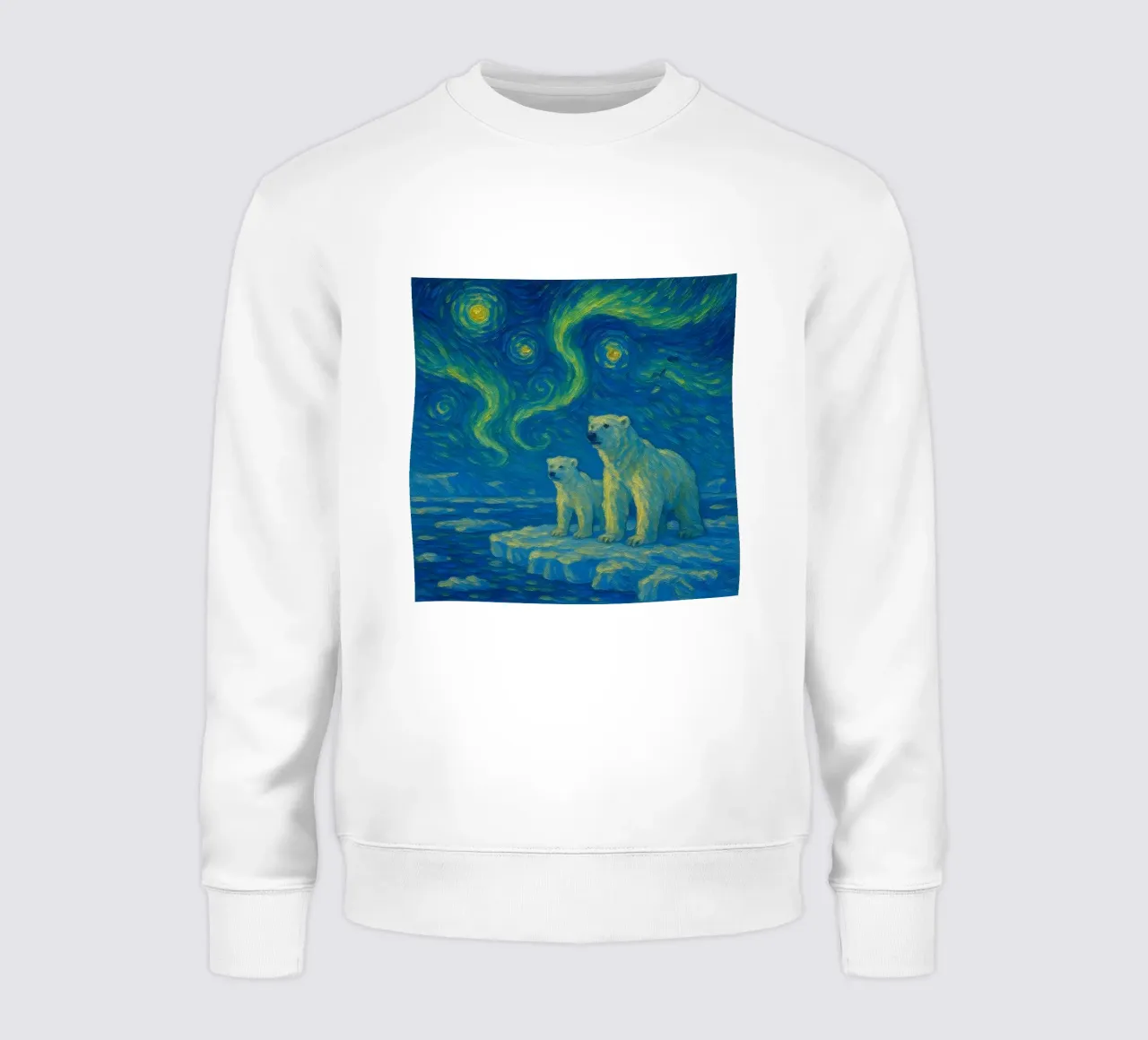 Orsi polari sul ghiaccio in un cielo notturno luminoso e vorticoso felpa da Vincent’s Universe