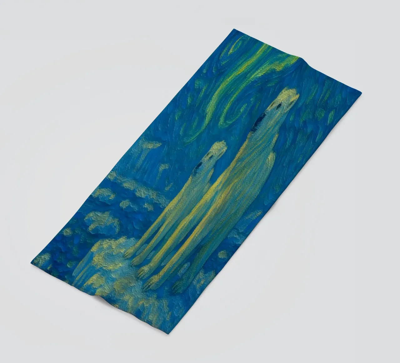 Orsi polari sul ghiaccio in un cielo notturno luminoso e vorticoso telo mare da Vincent’s Universe