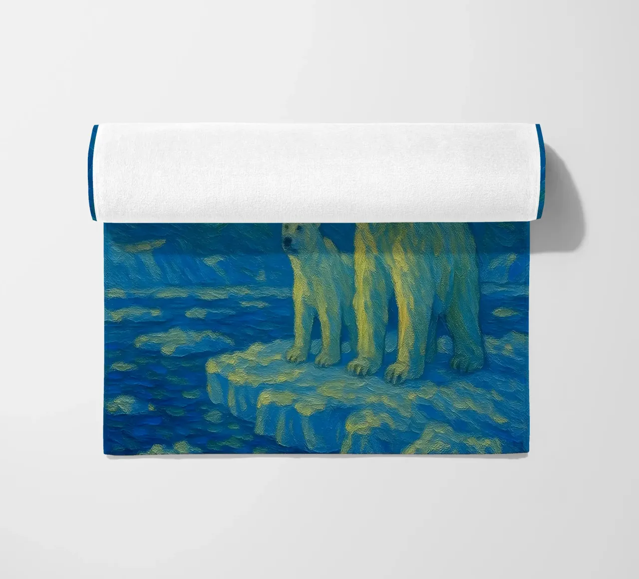 Orsi polari sul ghiaccio in un cielo notturno luminoso e vorticoso telo mare da Vincent’s Universe