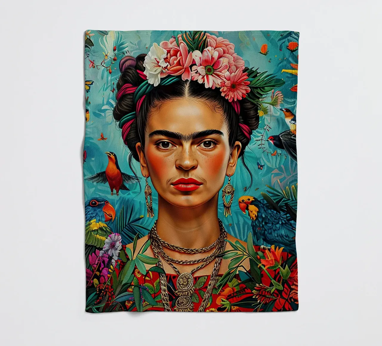 Frida Kahlo "Strength in Silence" coperta in pile da Fantasias Florales