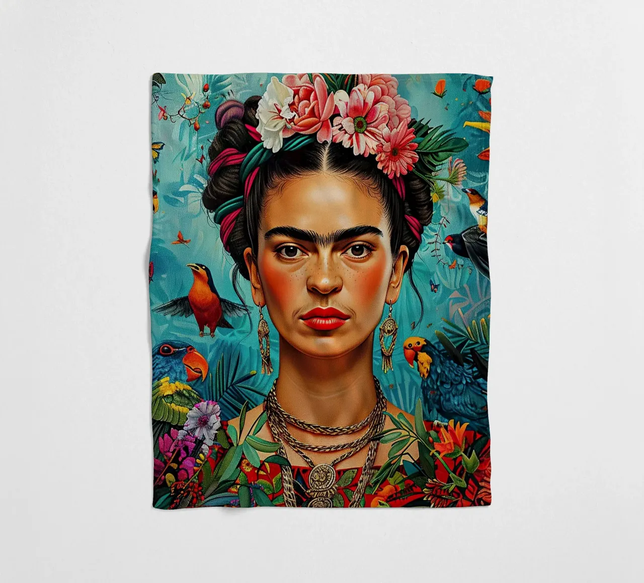 Frida Kahlo "Strength in Silence" coperta in pile da Fantasias Florales