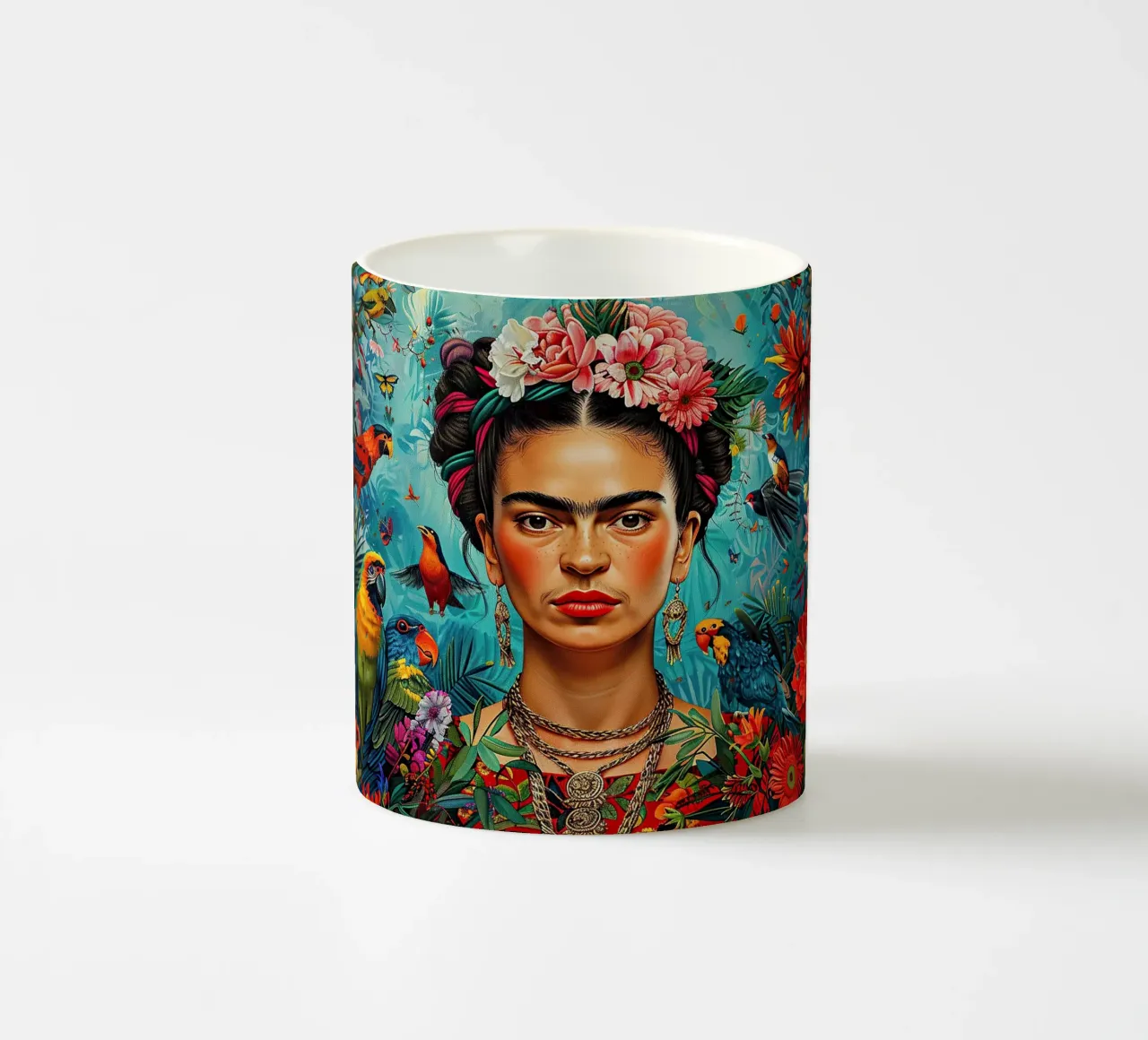 Frida Kahlo "Strength in Silence" tazza in ceramica da Fantasias Florales