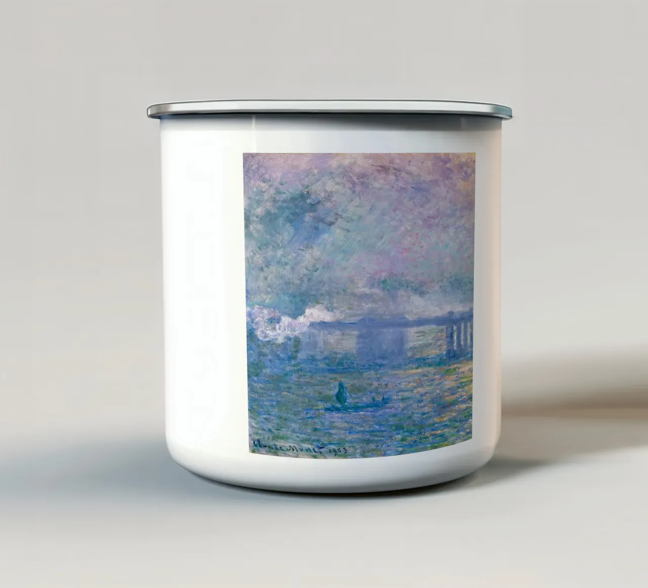 Viola Blu Ponte di Charing Cross tazza in smalto da Art in Color