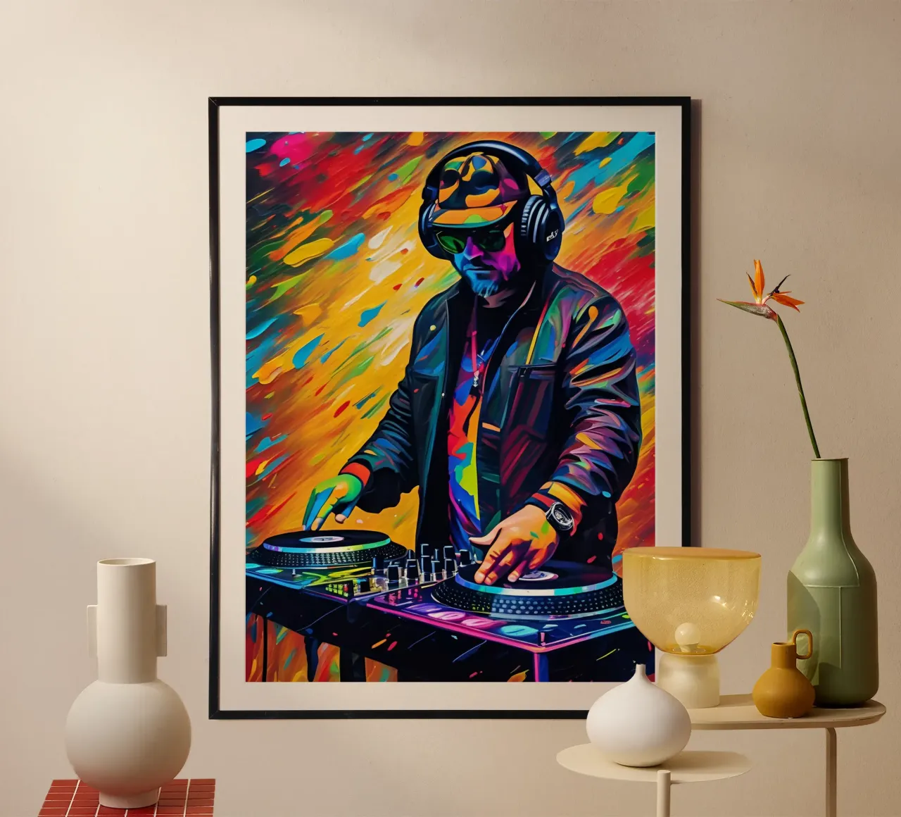 DJ arte, musica poster con telaio in alluminio da MakArena