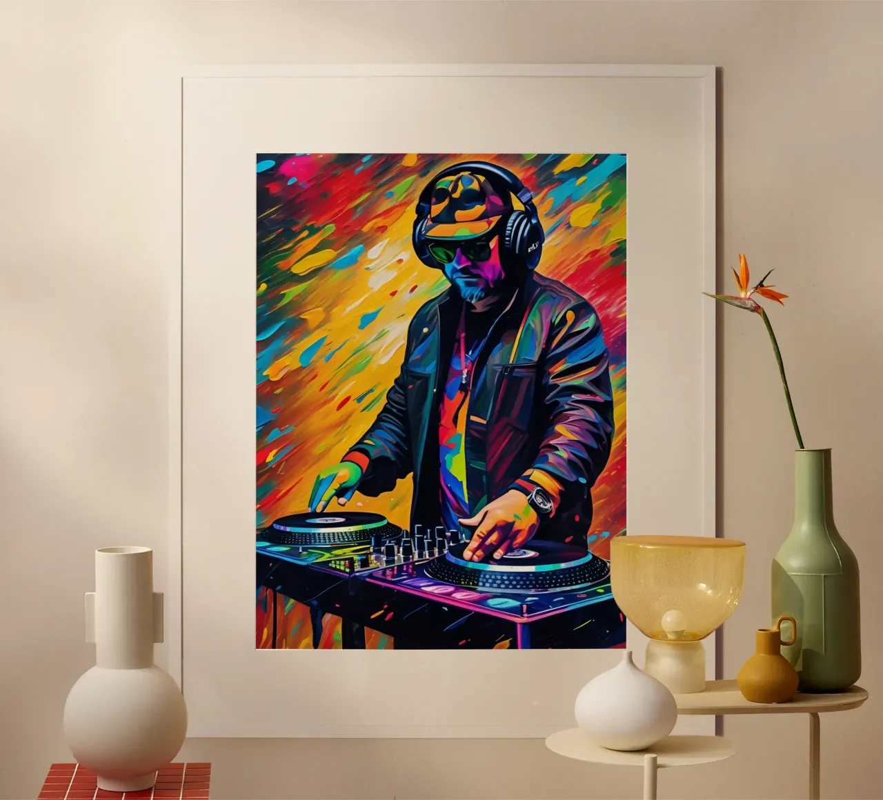 DJ arte, musica poster con telaio in alluminio da MakArena