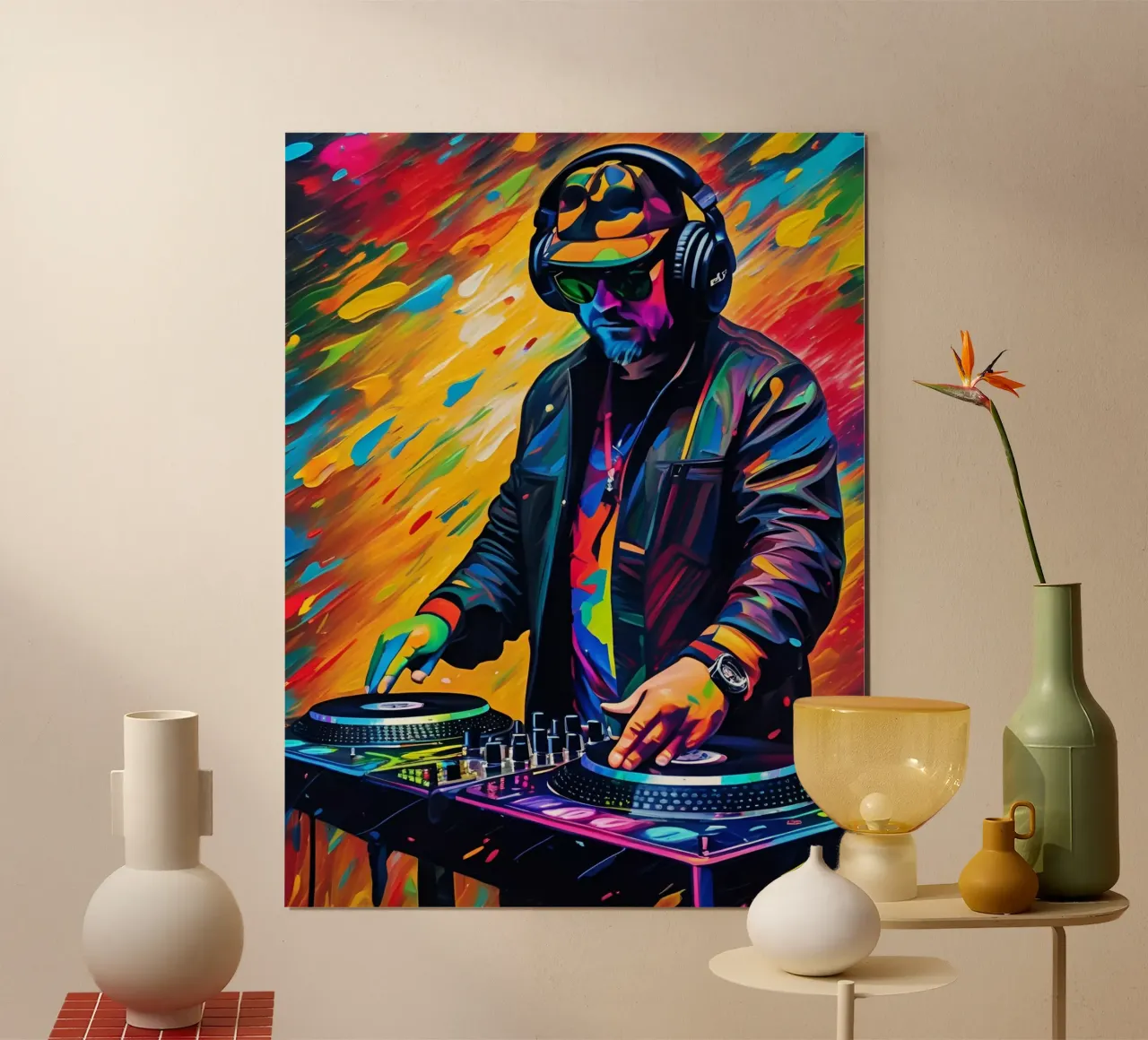 DJ arte, musica poster con telaio in alluminio da MakArena