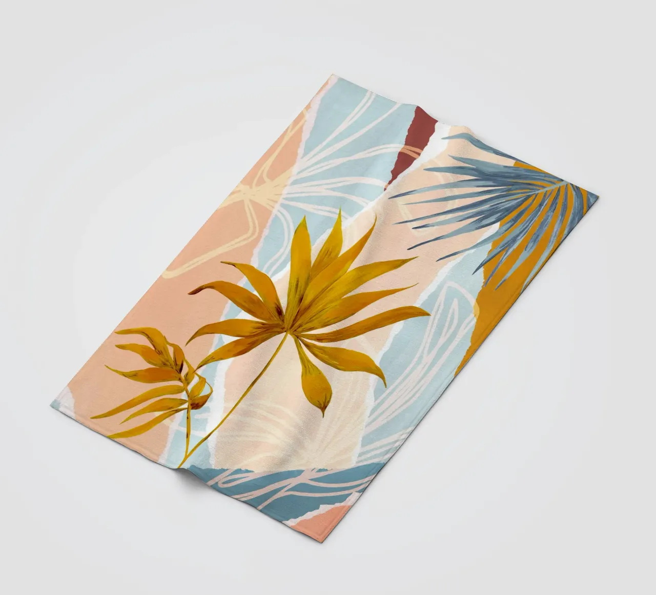 Abstract Palmblad Kunstdruk fleecedeken van Violets Print House