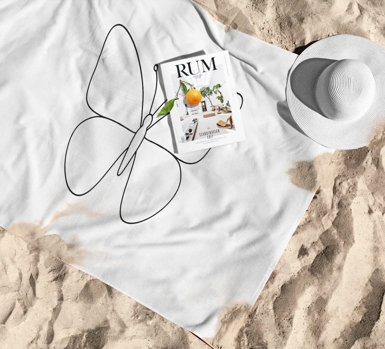 Farfalla minimalista line art farfalla telo mare da Bold & Simple