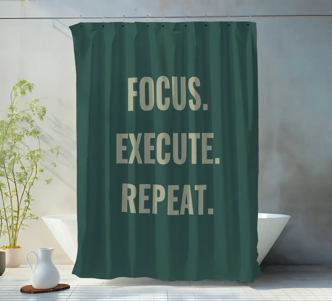 FOCUS. EXECUTE. REPEAT. Duschvorhang von Simple