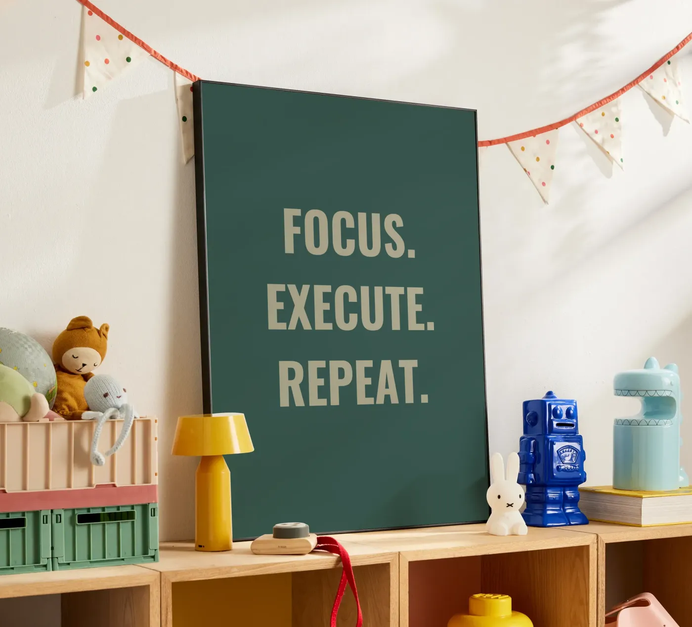 FOCUS. EXECUTE. REPEAT. forex-plaat van Simple