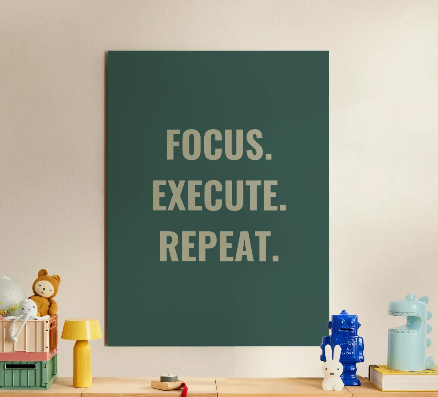 FOCUS. EXECUTE. REPEAT. forex-plaat van Simple