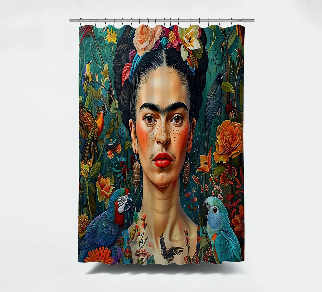 Frida Kahlo "Defiant in Color" tenda da doccia da Fantasias Florales