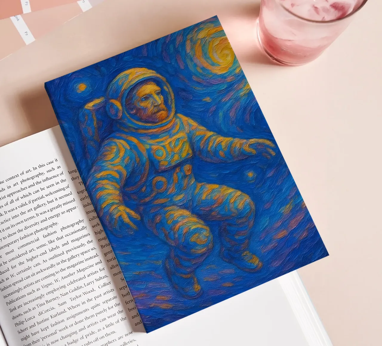 Starry Cosmic Astronaut Floating Surreal Space Art Print notebook by Vincent’s Universe