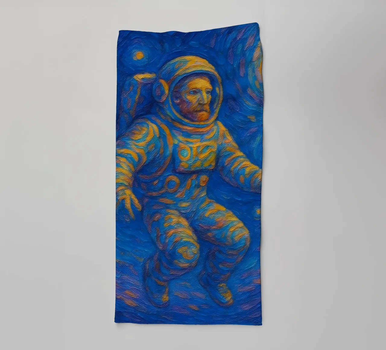 Starry Cosmic Astronaut Floating Surreal Space Art Print towel by Vincent’s Universe
