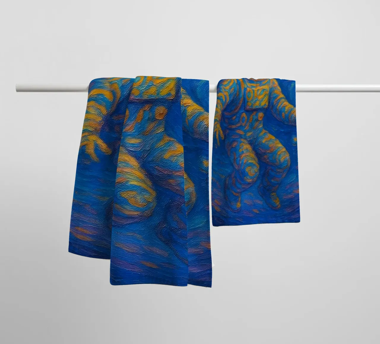 Starry Cosmic Astronaut Floating Surreal Space Art Print towel by Vincent’s Universe