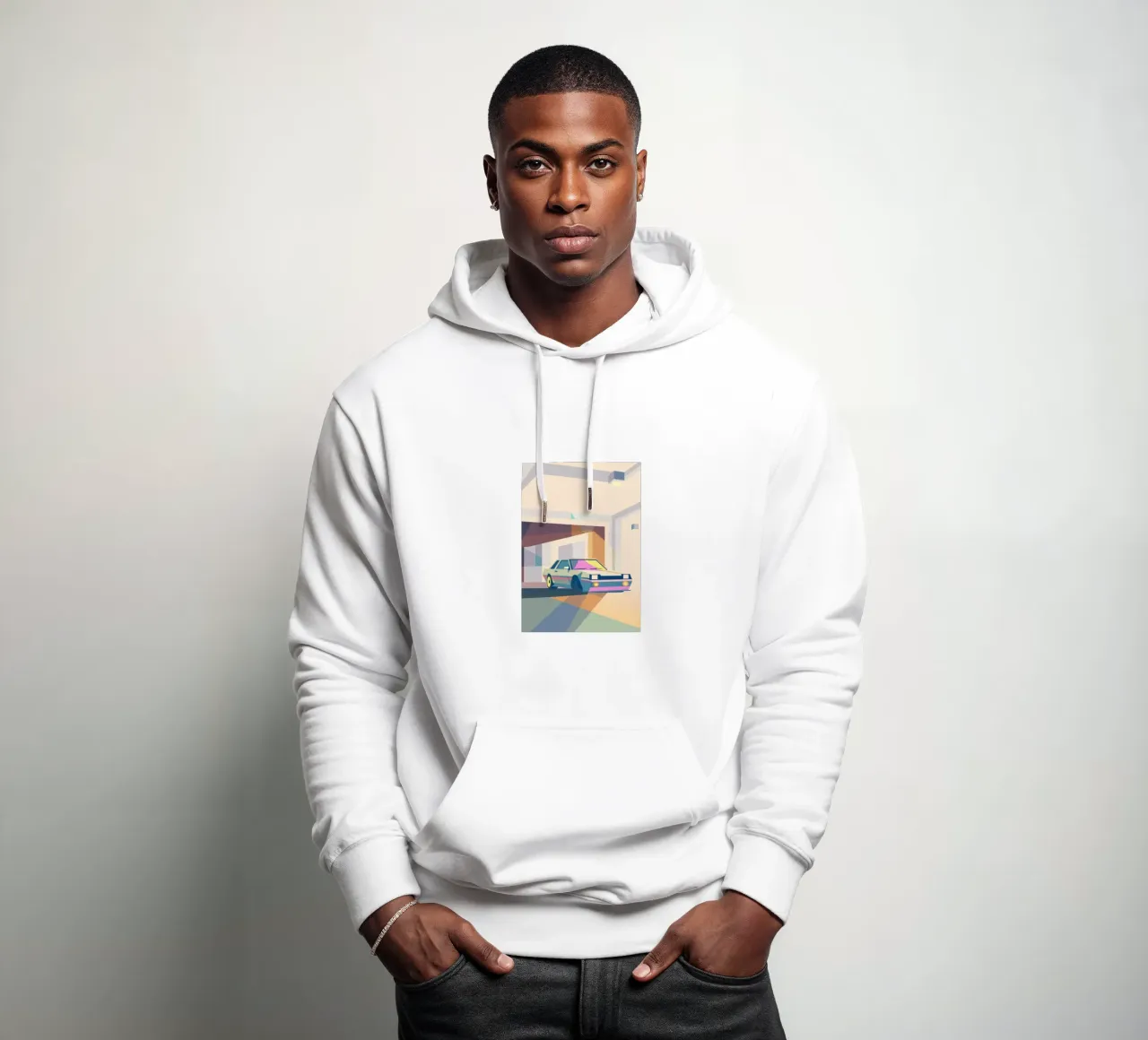 Auto in garage con stile geometrico felpa con cappuccio da POLYGON SPECIAL