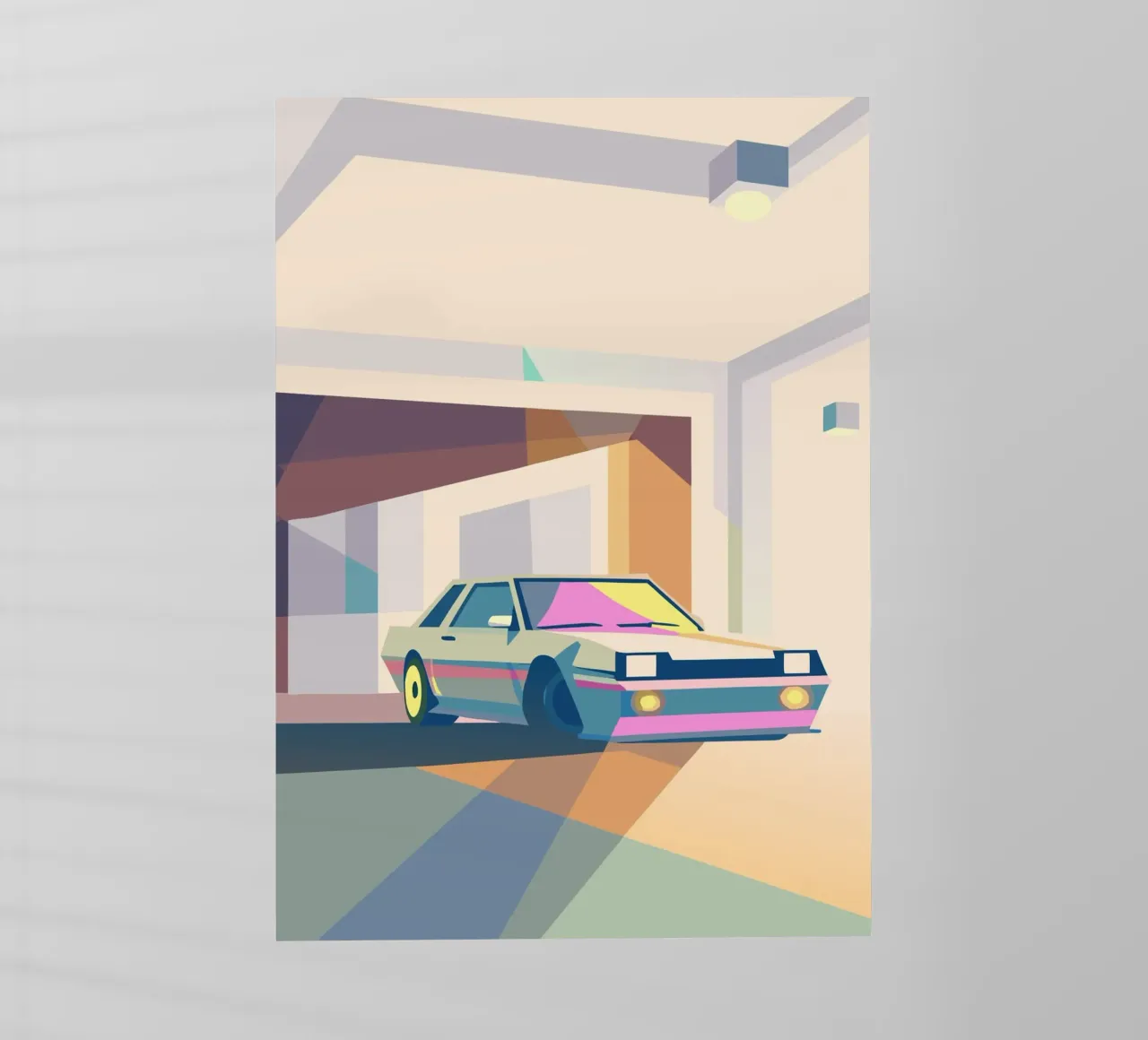 Auto in garage con stile geometrico pellicola backlit da POLYGON SPECIAL