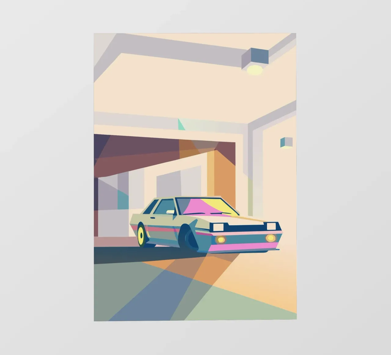 Auto in garage con stile geometrico pellicola backlit da POLYGON SPECIAL