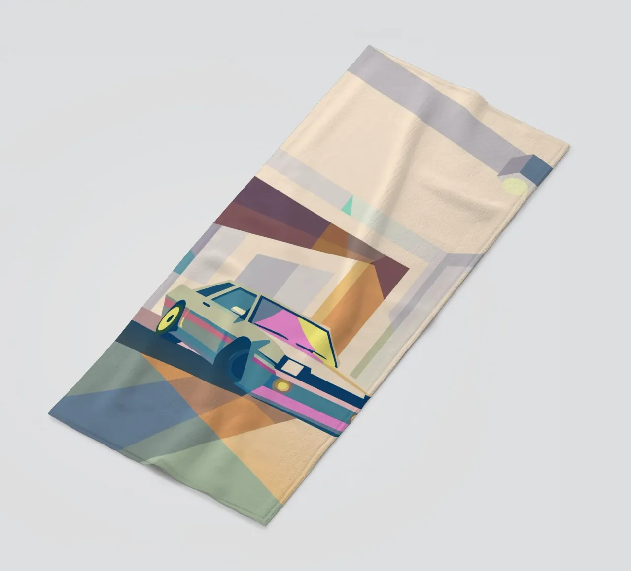 Auto in garage con stile geometrico telo mare da POLYGON SPECIAL