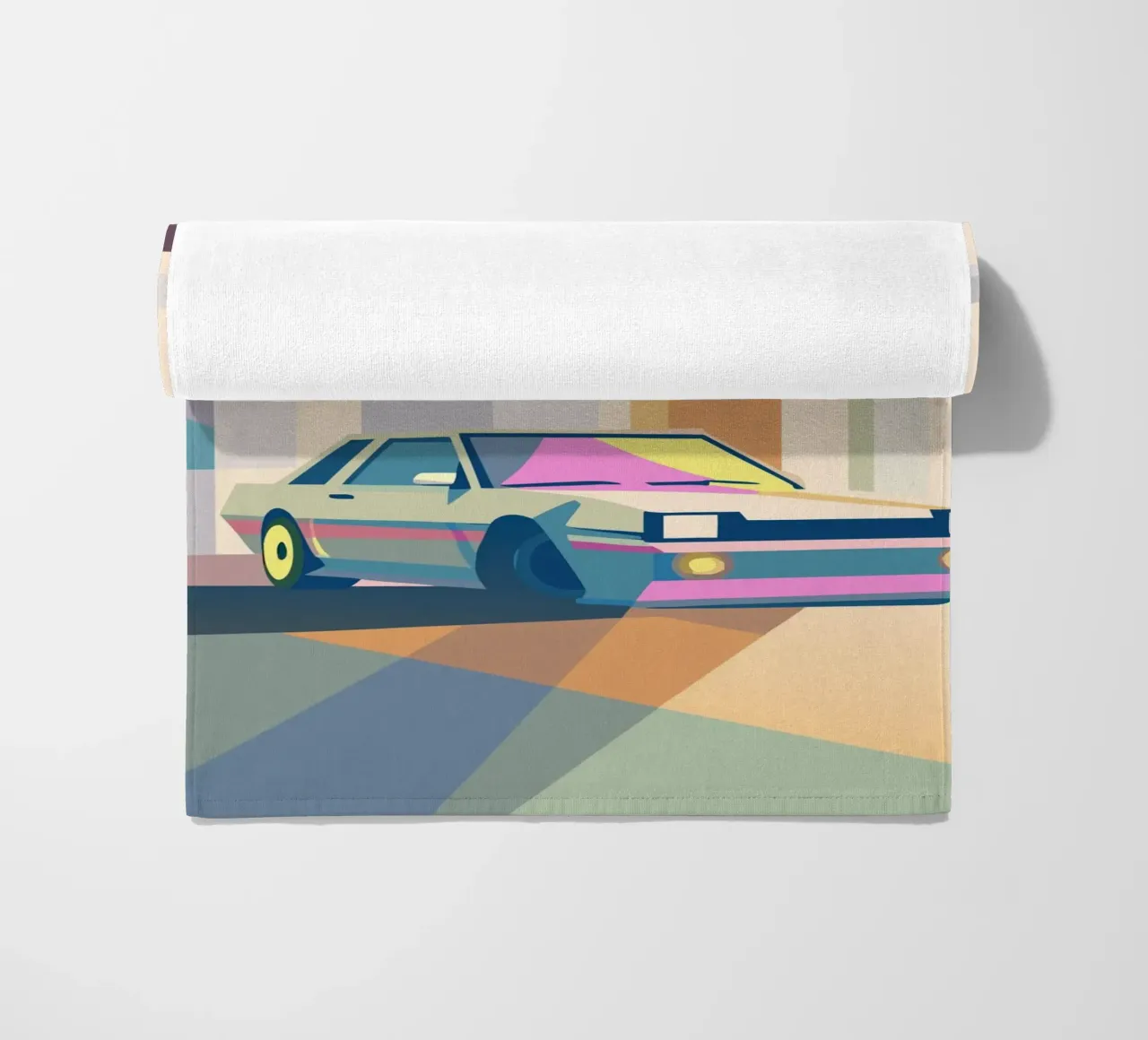 Auto in garage con stile geometrico telo mare da POLYGON SPECIAL