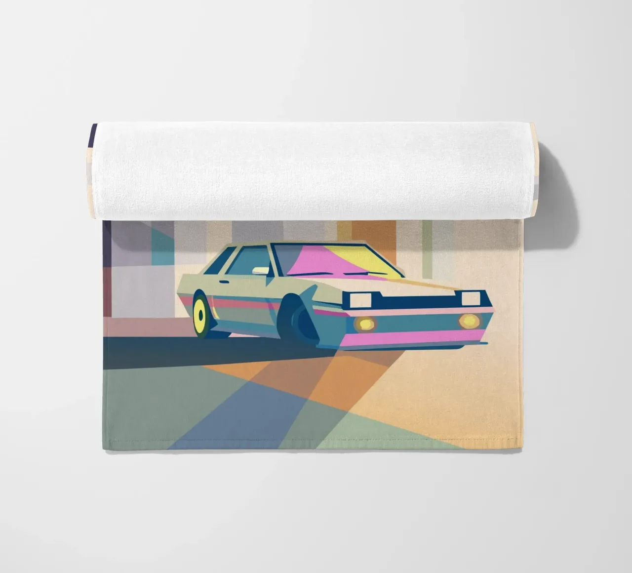 Auto in garage con stile geometrico telo mare da POLYGON SPECIAL