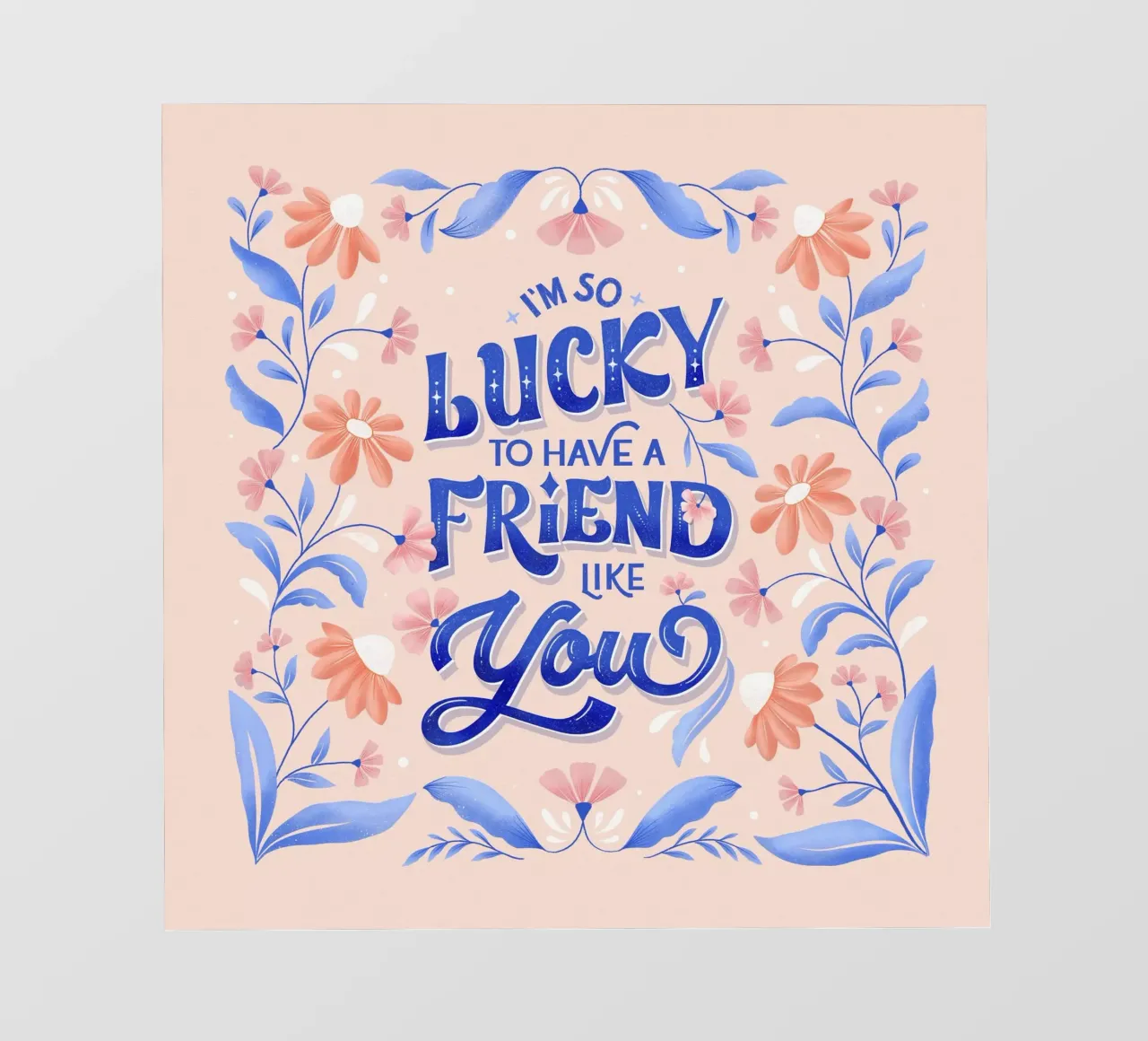 Amicizia. Amore. Aforisma e fiori pastello. telo in pvc da CalliLetters