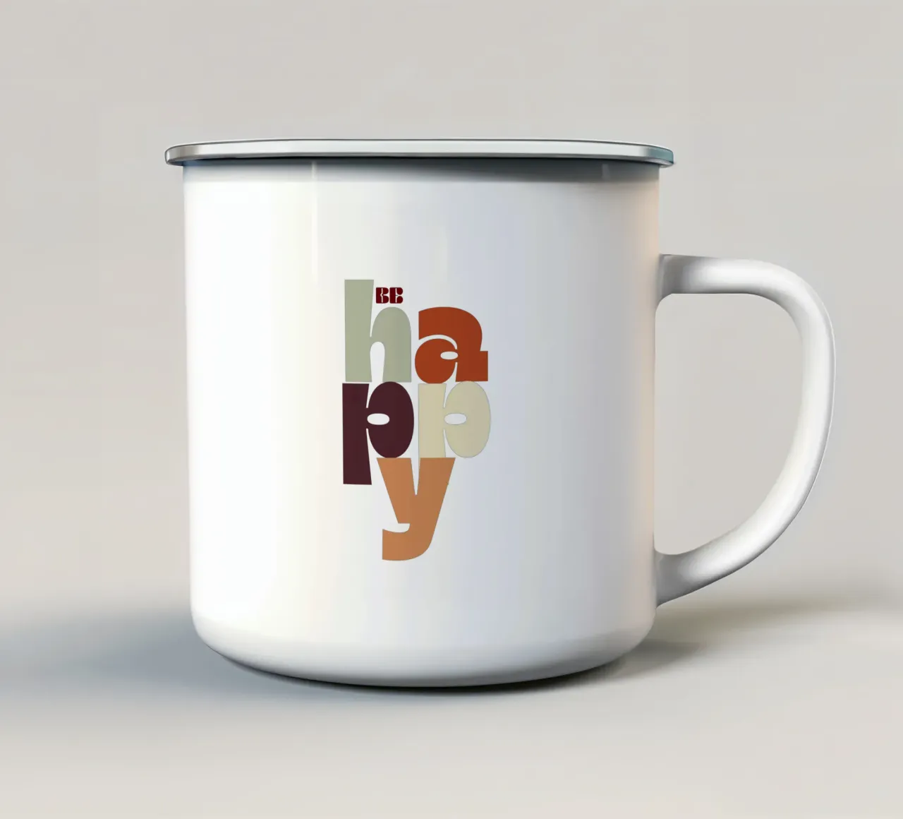 BE HAPPY Retro Typography Poster tazza in smalto da Imaginative