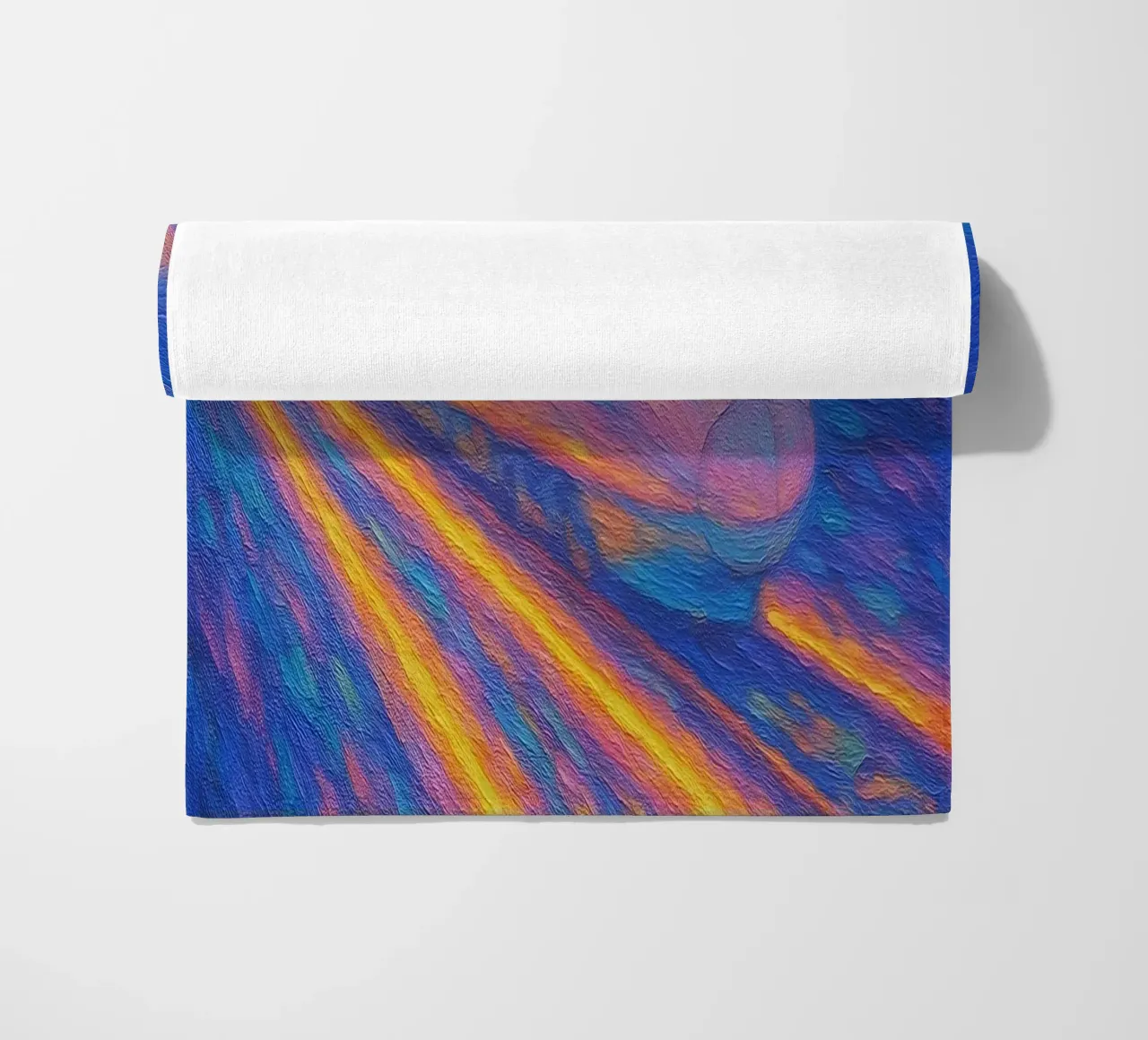 Treno proiettile al neon in corsa in una notte stellata e vorticosa telo mare da Vincent’s Universe