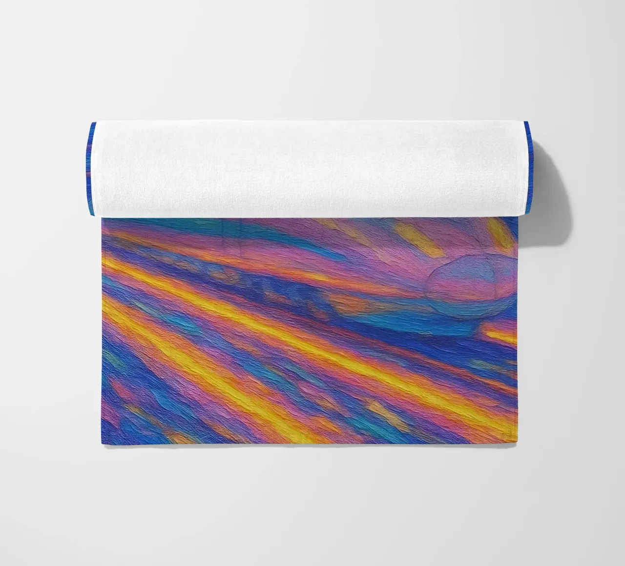 Treno proiettile al neon in corsa in una notte stellata e vorticosa telo mare da Vincent’s Universe