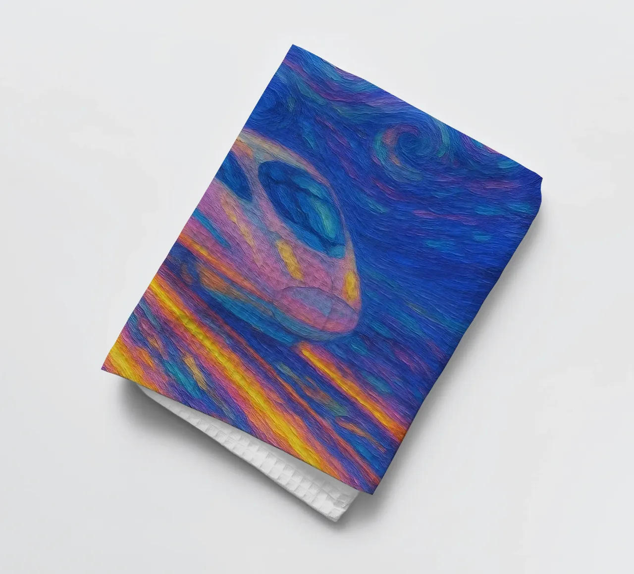 Treno proiettile al neon in corsa in una notte stellata e vorticosa canovaccio da cucina da Vincent’s Universe