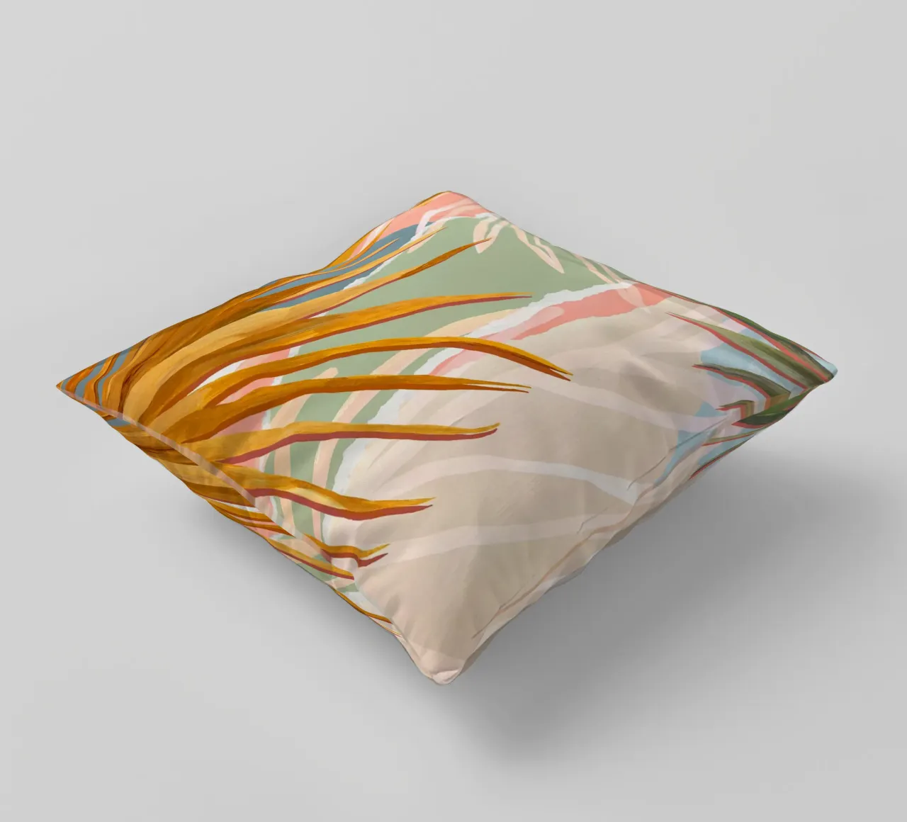 Palm Leaves Abstract Art Print decorative cushion by Violets Print House