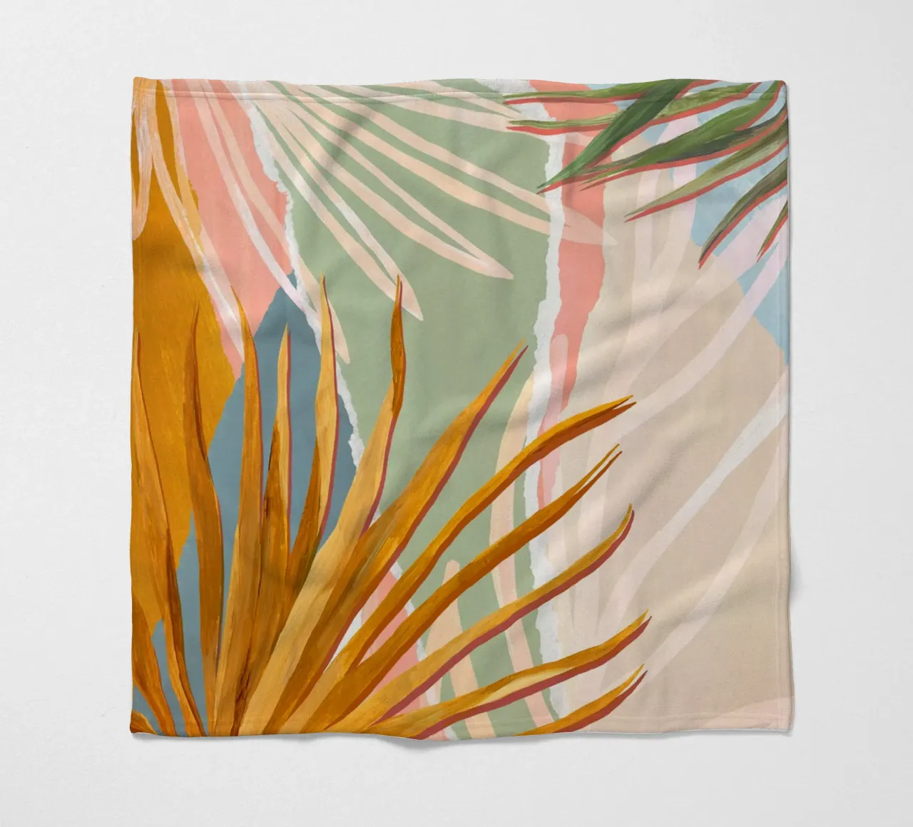 Palm Leaves Abstract Art Print fleece blanket by Violets Print House