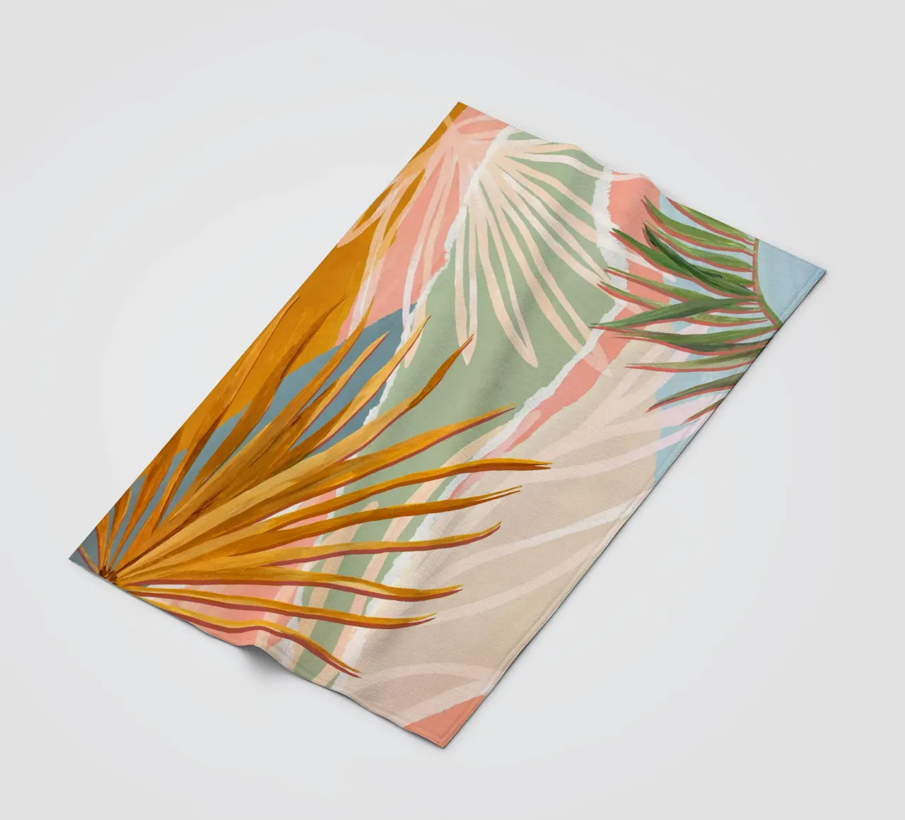 Palm Leaves Abstract Art Print fleece blanket by Violets Print House