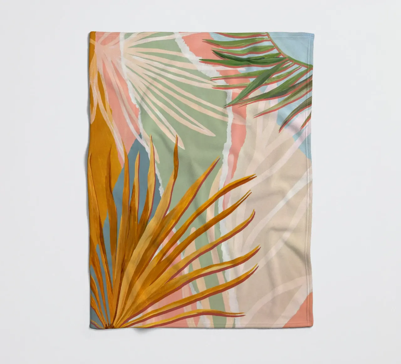 Palm Leaves Abstract Art Print fleece blanket by Violets Print House